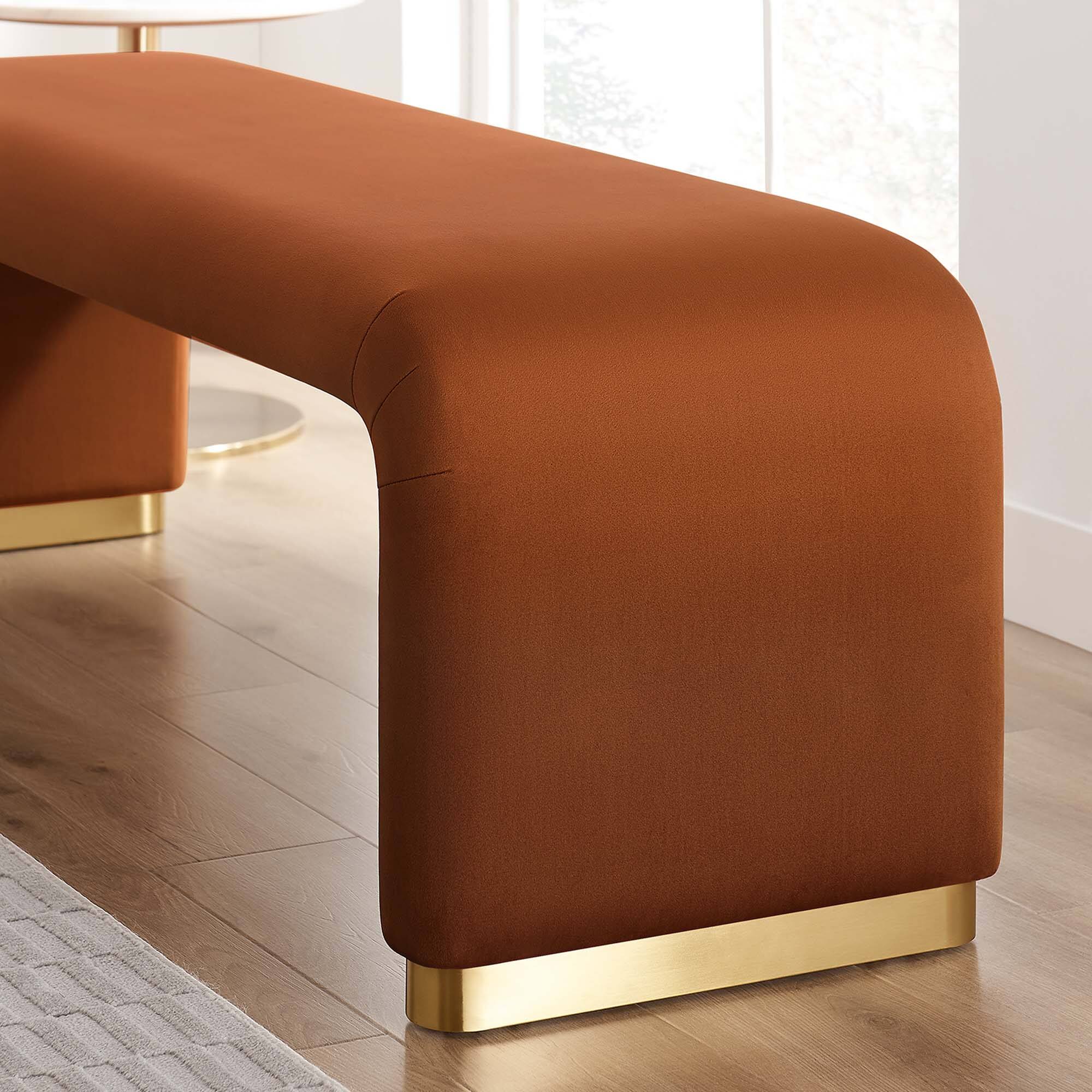 Alt View 5. Modway - Koda Performance Velvet Waterfall Long Bench by Modway - Red.