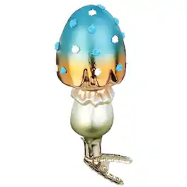Inge Glas - Mushroom Stropharia German Glass Christmas Ornament FREE BOX - Blue