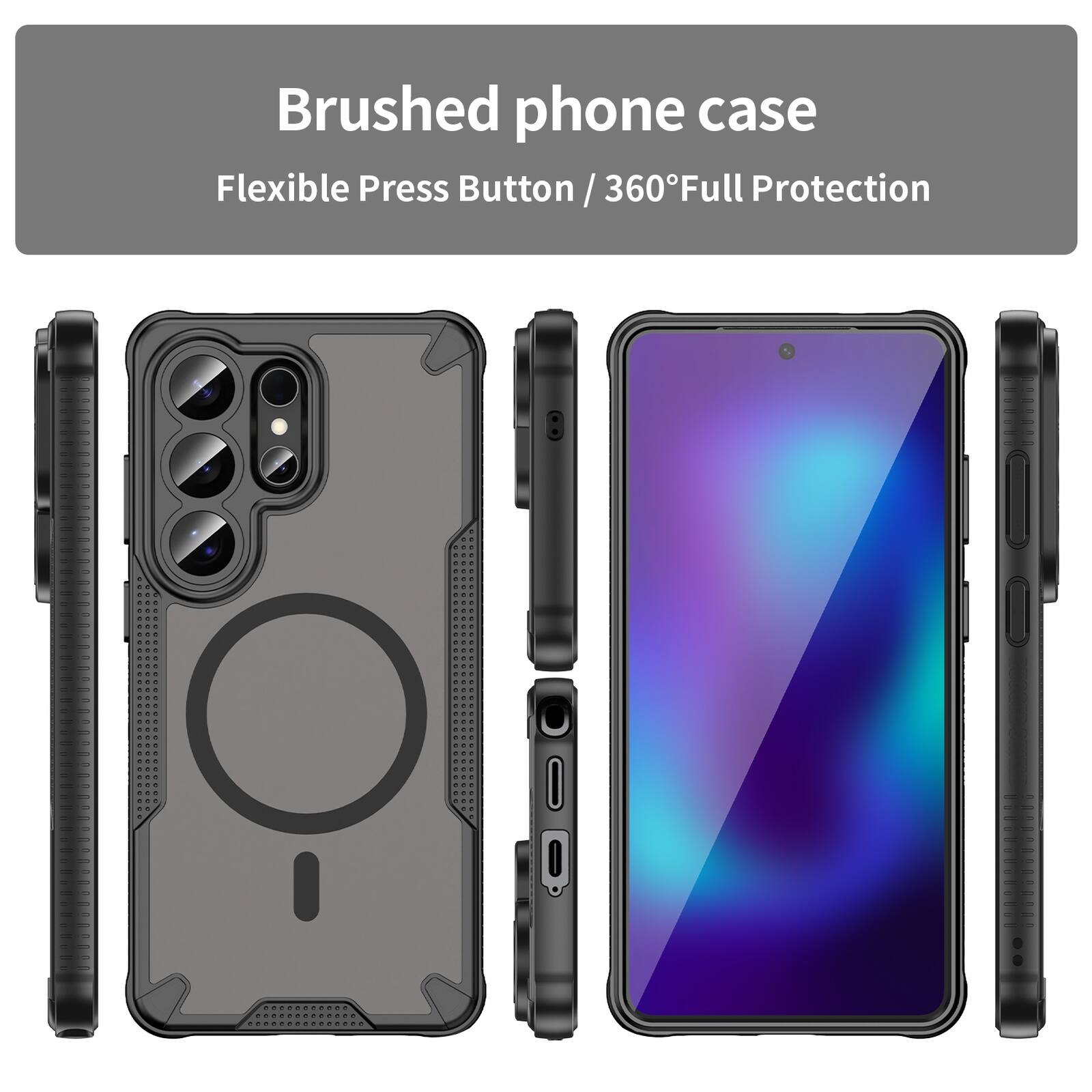 Brushed phone case  
Flexible Press Button / 360° Full Protection