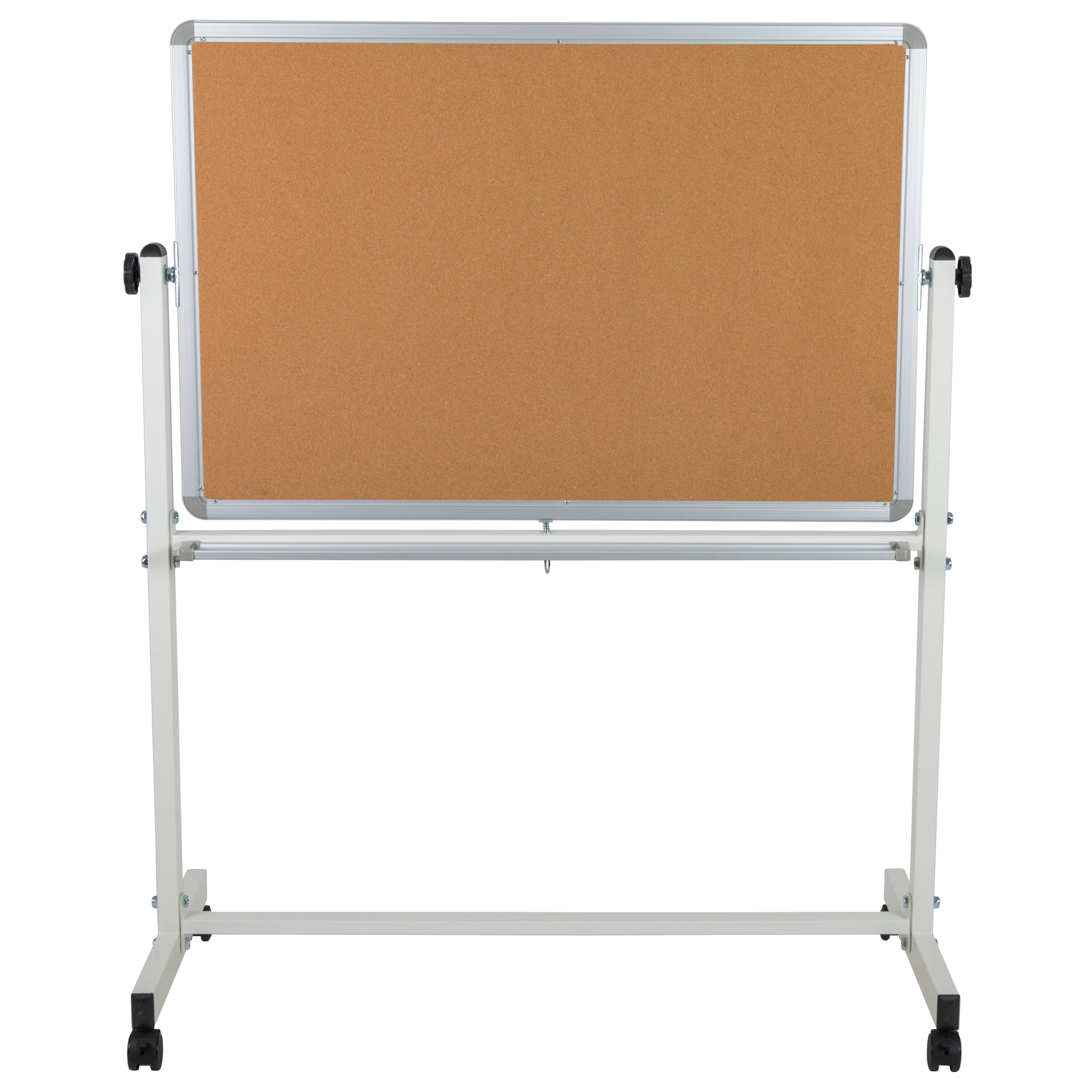 Alt View 5. Emma + Oliver - Reversible Mobile Cork Bulletin Board and White Board Stand with Pen Tray - Natural/White.