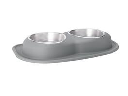WeatherTech - Double Low Pet Feeding System | Compact Pet Food and Water Station - Dark Grey - 64oz (8 Cup) Stainless Steel Bowls - Dark Gray