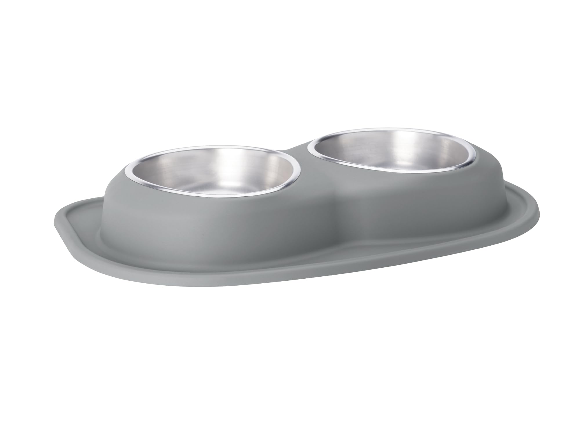 Front. WeatherTech - Double Low Pet Feeding System | Compact Pet Food and Water Station - Dark Grey - 64oz (8 Cup) Stainless Steel Bowls - Dark Grey.