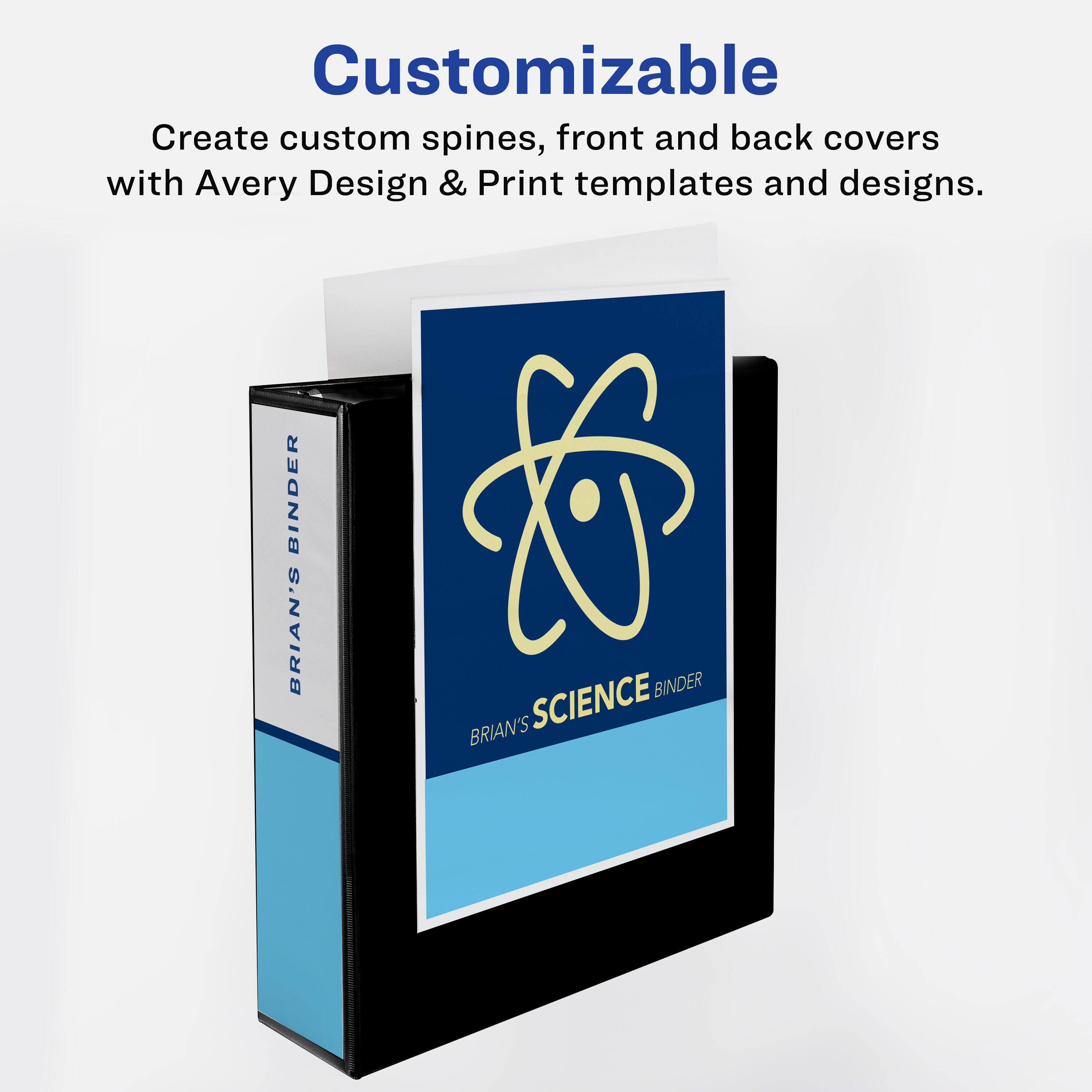 Customizable

Create custom spines, front and back covers with Avery Design & Print templates and designs.

BRIAN'S BINDER

BRIAN'S SCIENCE BINDER