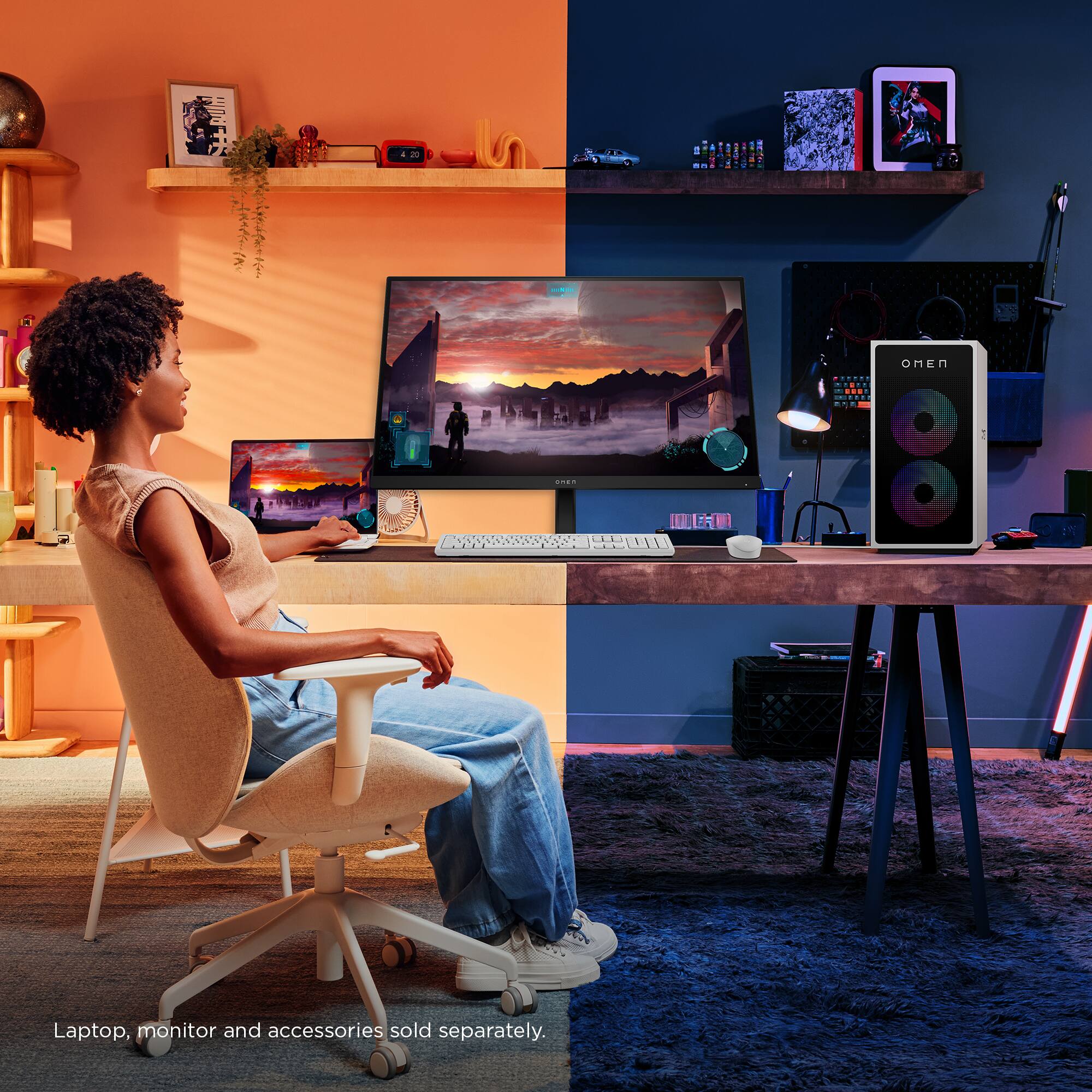 Laptop, monitor and accessories sold separately.