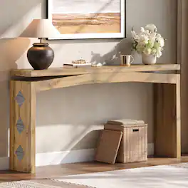 MERAVOM - Console Tables, 62-Inch Wooden Sofa Tables, Narrow Long Behind Couch, Modern Entryway Tables Rectangular for Living Room - Natural