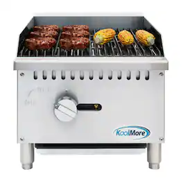 Koolmore - 16 in. Commercial 1-Burner Natural Gas Charbroiler with 30,000 BTU in Stainless-Steel (KM-GCB1-18M) - Silver