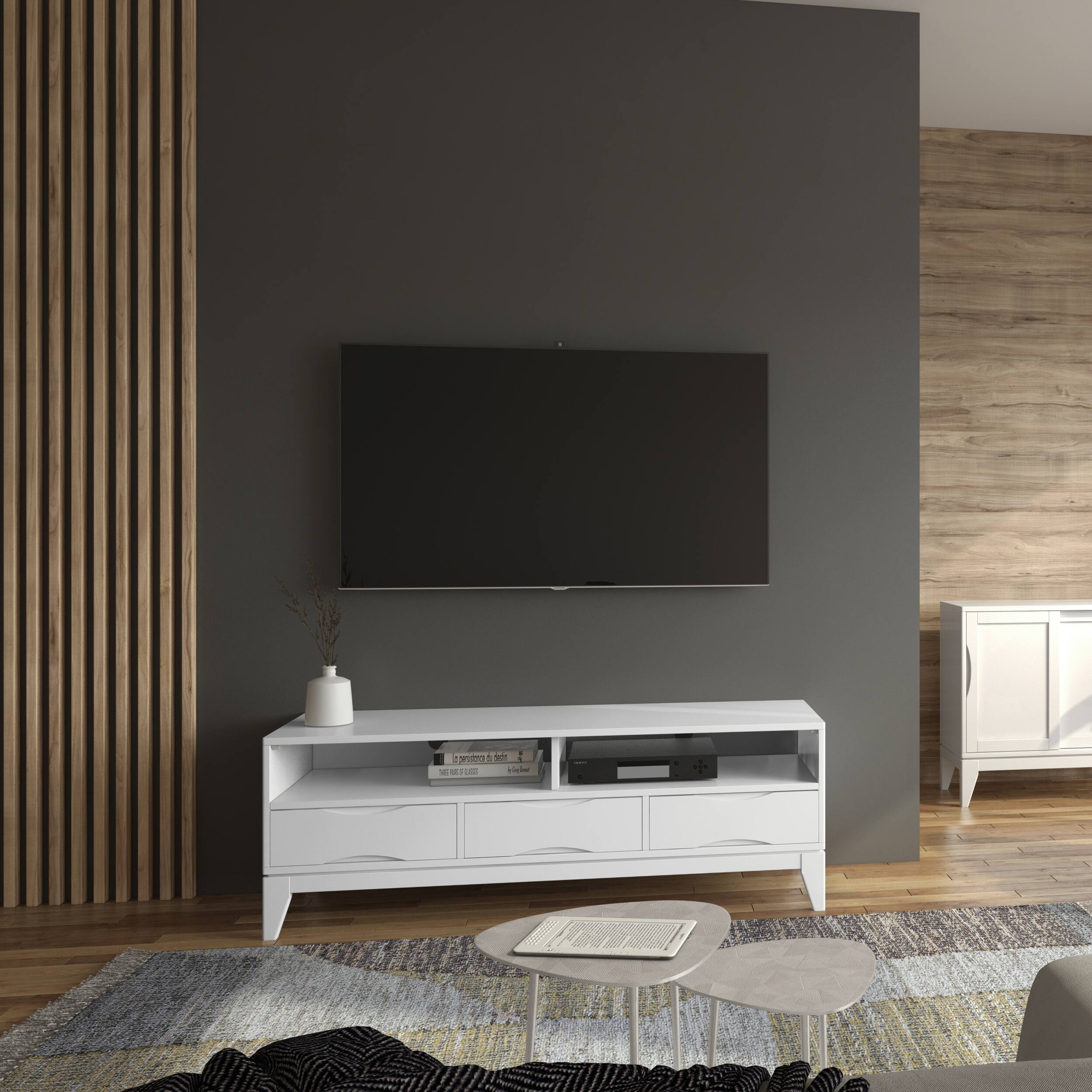 Alt View 1. Simpli Home - Harper TV Media Stand - White.