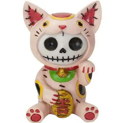 Front. Pacific Trading - Furrybones Maneki Neko the Good Luck Kitten Skeleton in Costume Figurine - Tan.