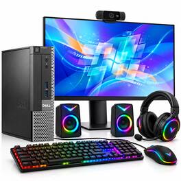 Dell - Refurbished Excellent - 9020 USFF Desktop PC, Intel i5-4th,16GB RAM, 512GB SSD+ 19"LED, RGB Spkrs+ Headset+ Webcam & RGB KB & Mouse, Wi-Fi,Win11 - Black