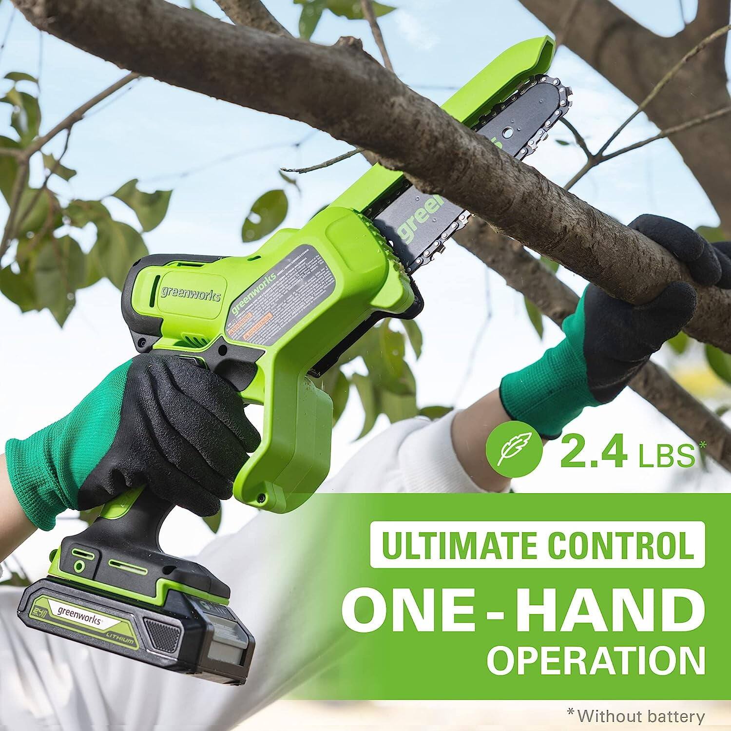 Greenworks  
2.4 LBS  
Ultimate Control  
One-Hand Operation  
*Without battery