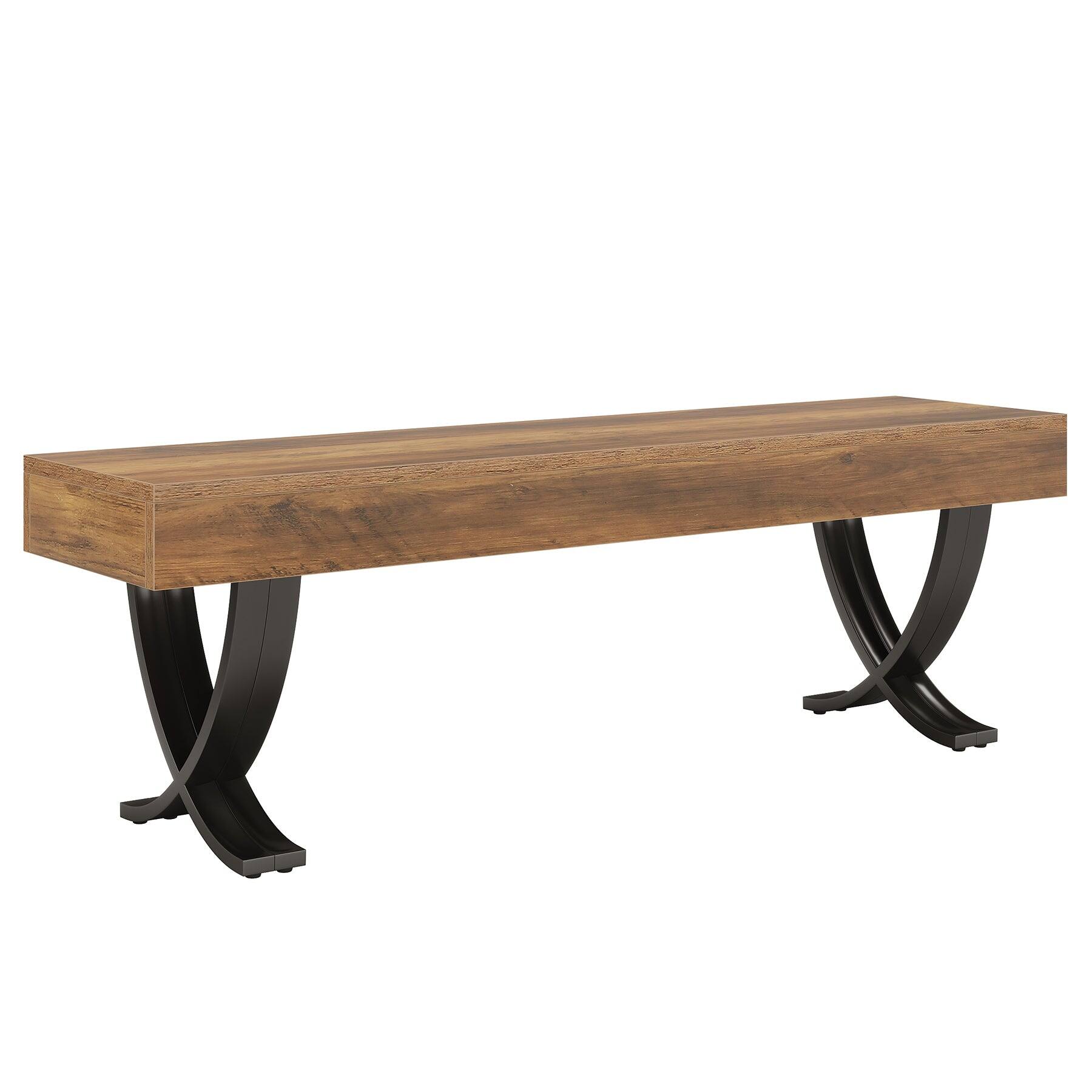 Alt View 5. Tribesigns - Office Reception Bench with Engineered Wood Construction, Metal Frame, for Office Entryways and Waiting Areas - Brown.