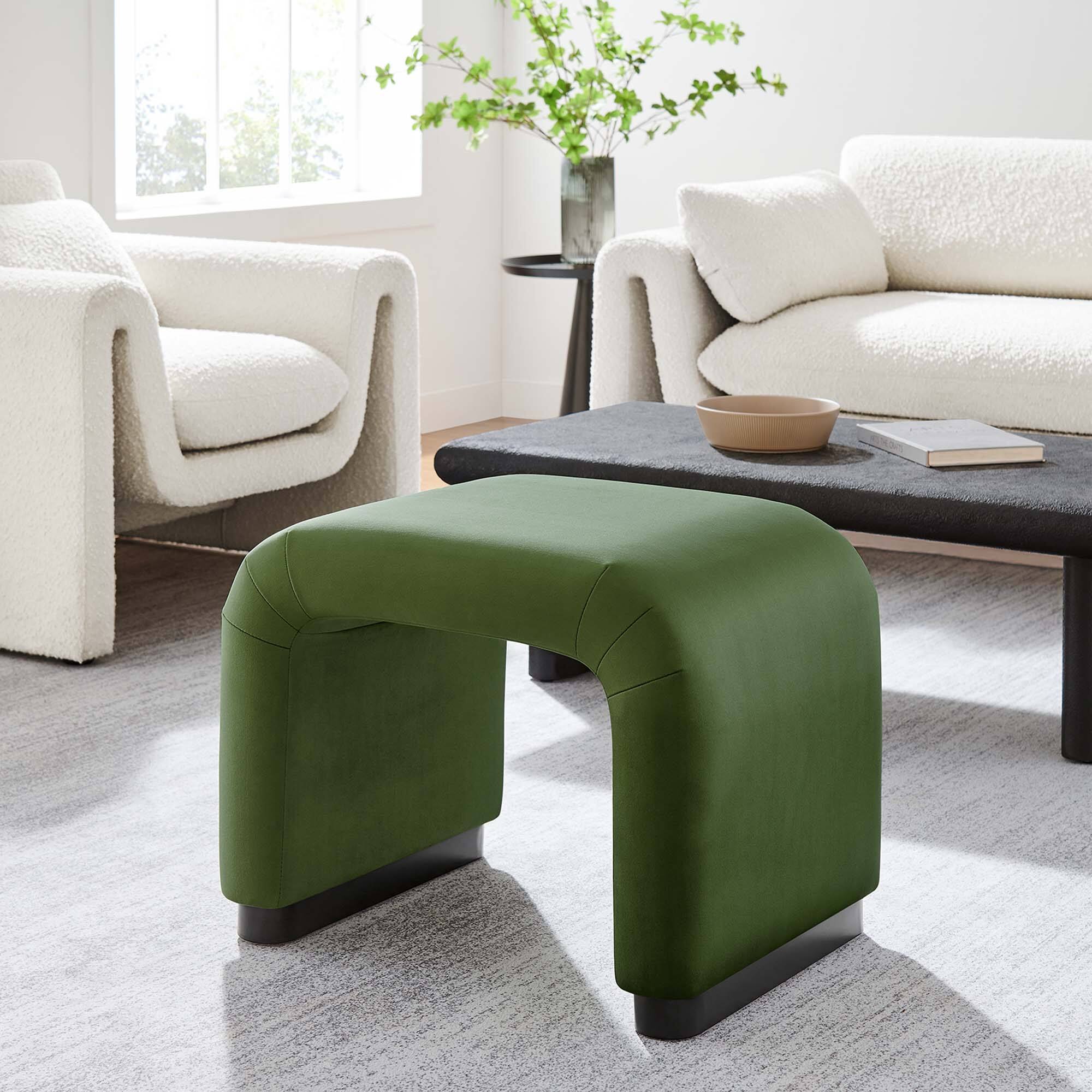 Alt View 2. Modway - Koda Performance Velvet Waterfall Stool by Modway - Black Moss Green.