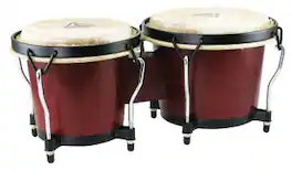 Tycoon Percussion - Ritmo 6-Inch and 7-Inch Siam Oak Bongo Drum Set with Water Buffalo Skin Heads, Classic-Pro Hoops and Tuning Wrench