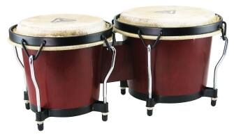 Front. Tycoon Percussion - Ritmo 6-Inch and 7-Inch Siam Oak Bongo Drum Set with Water Buffalo Skin Heads, Classic-Pro Hoops and Tuning Wrench.