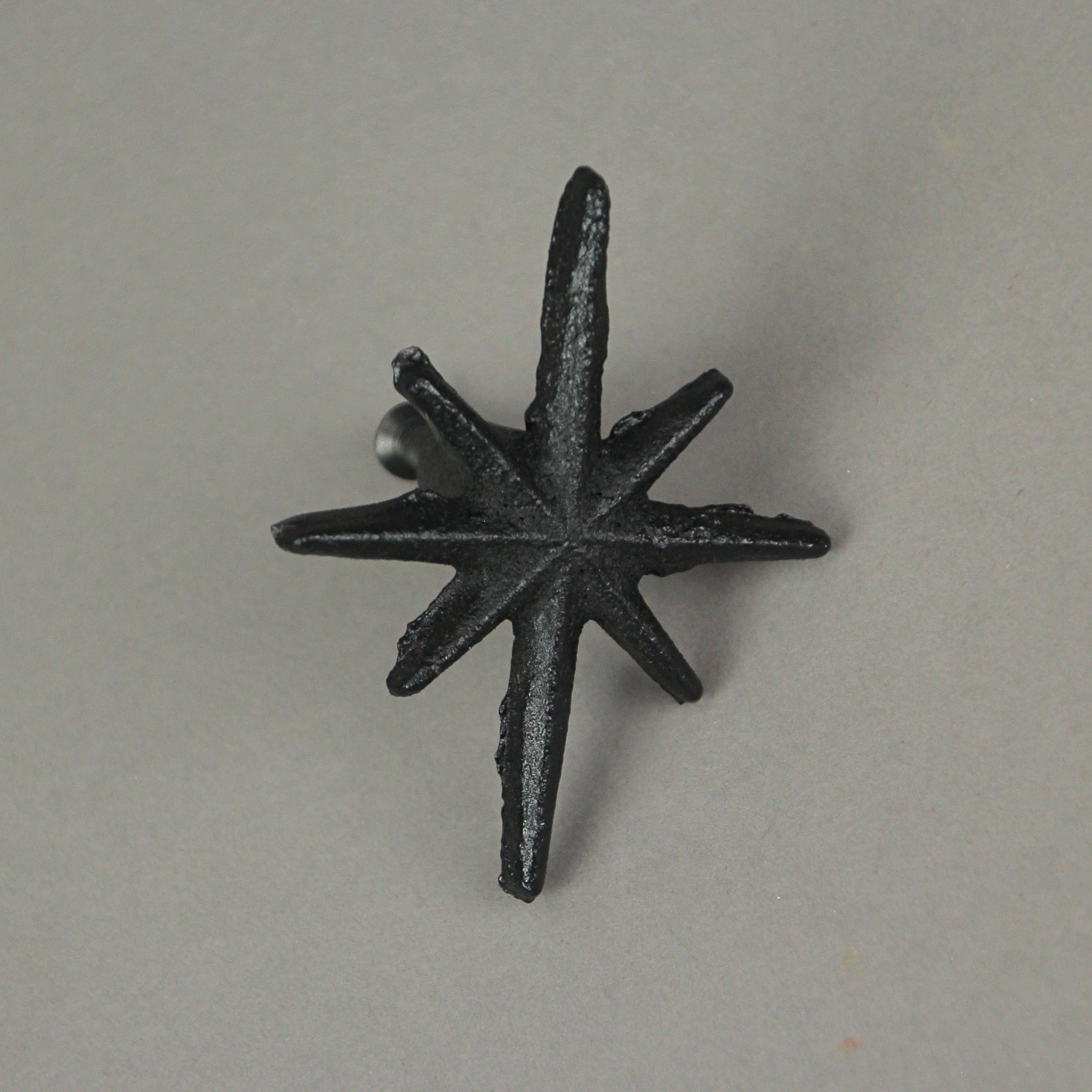 Alt View 3. Zeckos - Set of 6 Antique Black Finish Mid Century Modern Starburst Drawer Pulls Knobs - Black.