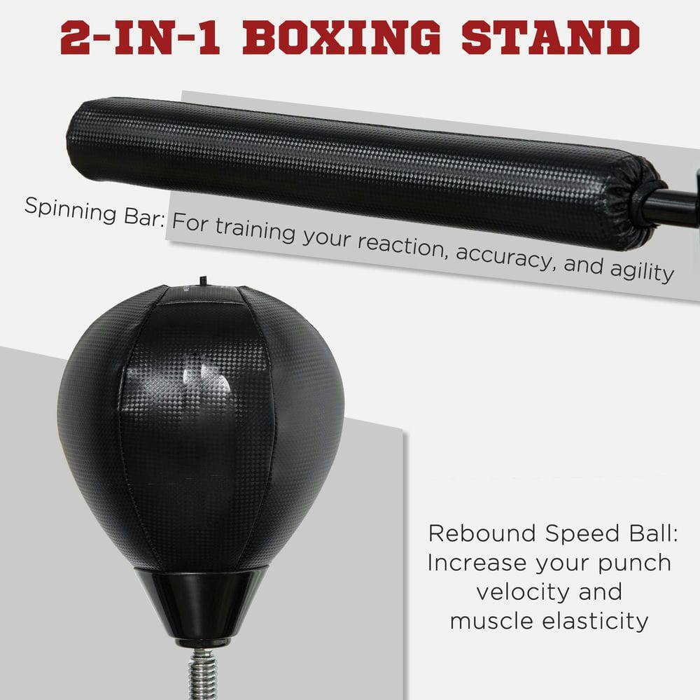 2-IN-1 BOXING STAND

Spinning Bar: For training your reaction, accuracy, and agility

Rebound Speed Ball: Increase your punch velocity and muscle elasticity