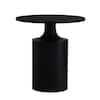 Front. Manhattan Lane - 20 Inch Modern Round Iron Side Table with Pedestal Base - Black.