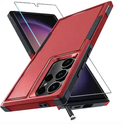 Front. Kitcheniva - Samsung Galaxy Phone Cover Shockproof Ring Holder S26 Case Only Red - Red.