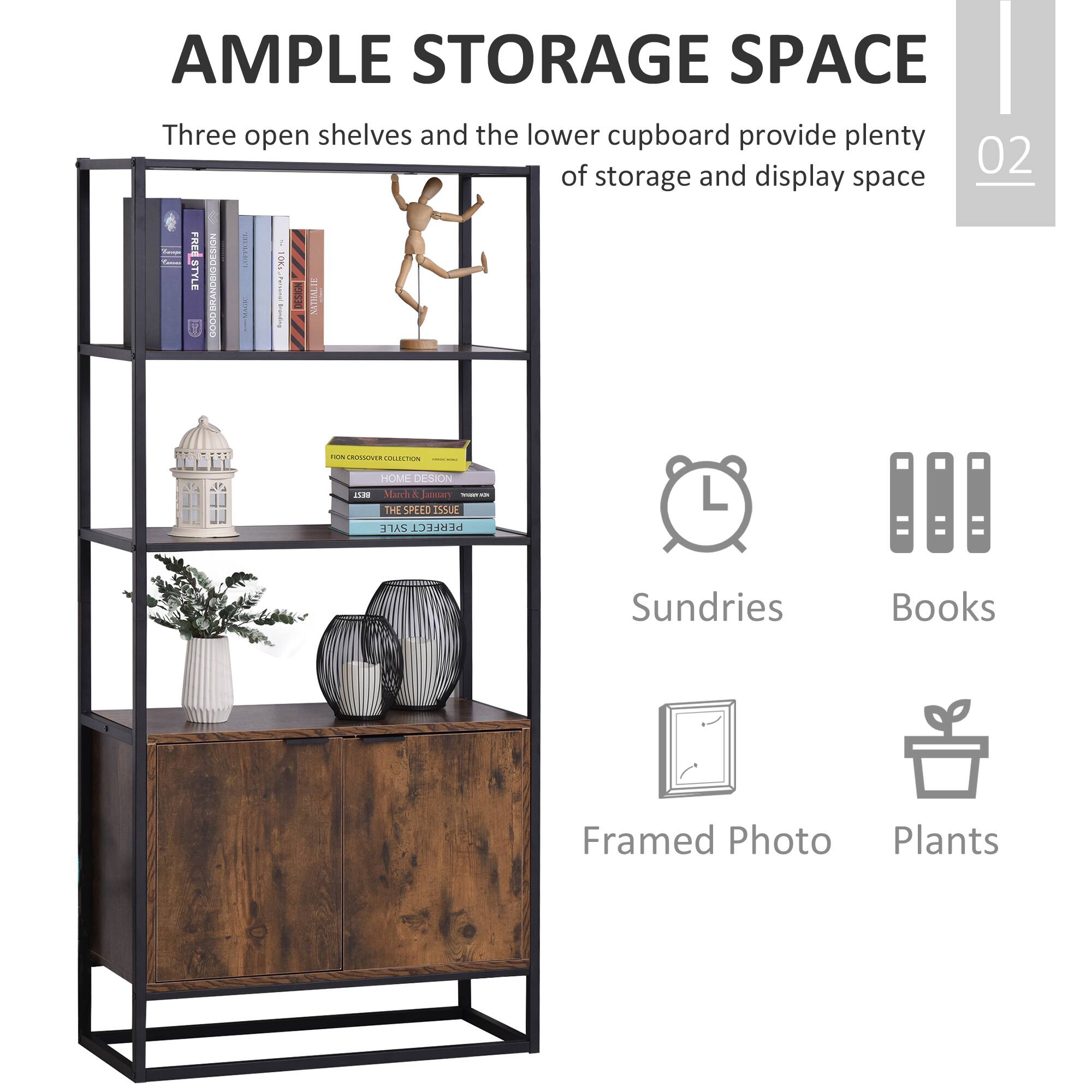 AMPLE STORAGE SPACE

Three open shelves and the lower cupboard provide plenty of storage and display space

- Sundries
- Books
- Framed Photo
- Plants