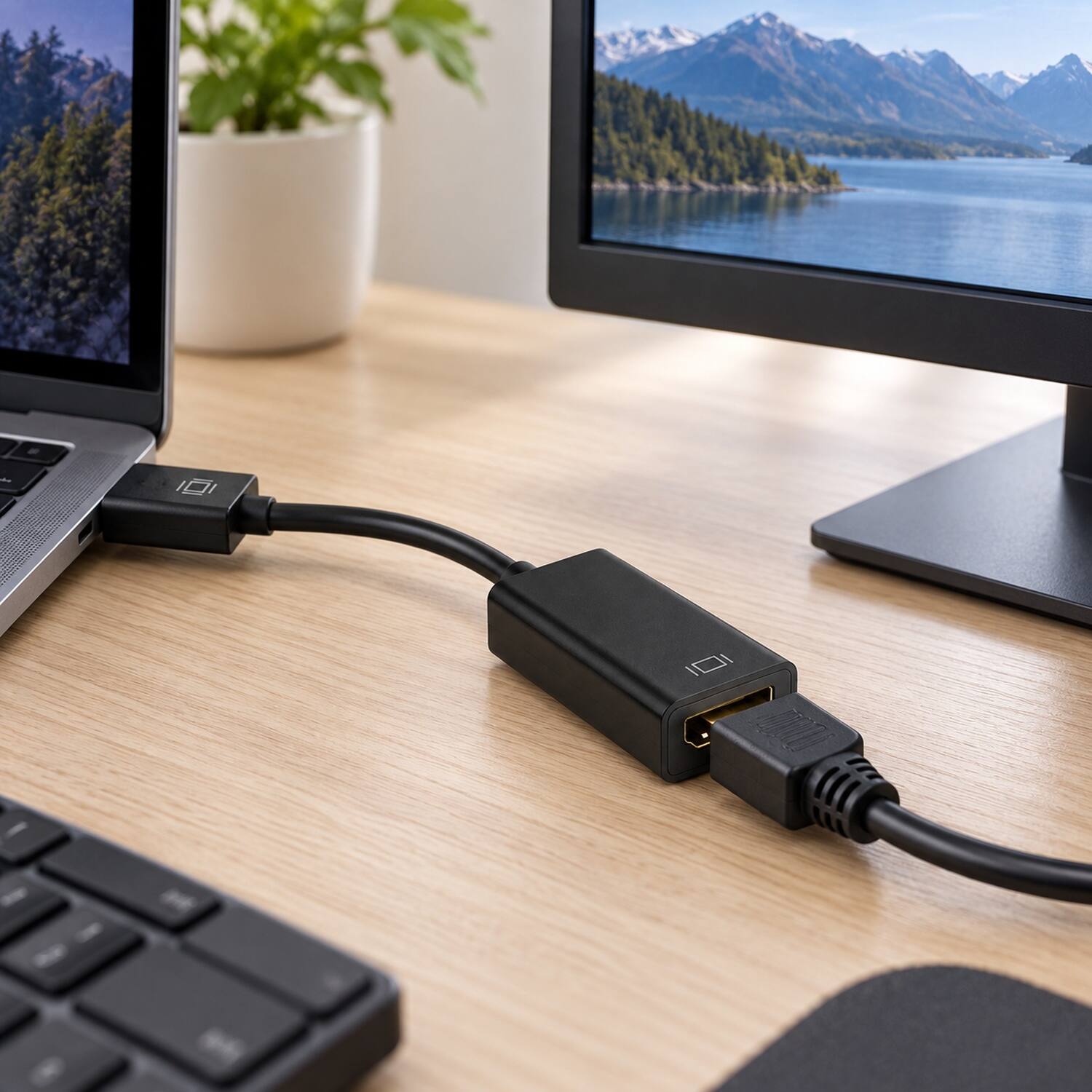Left. Sanoxy - 6.5 inches Displayport Male to HDMI Female Adapter Cable - Black.
