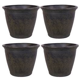 Sunnydaze - 24 in Anjelica Dual-Wall Polyresin Planter - Set of 4 - Sable