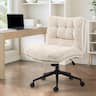 Dowinx - Criss Cross Chair with Double-Layer Wide Cushion, Fabric Swivel Office Chair Modern for Home - Beige