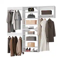 Roomtec - 72 in White Modular Closet System Unit-Customizable Wall Mounted Walk-In Closets for Bedroom or Walk-in Closet - White
