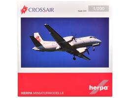 GeminiJets - Saab 340 Commercial Aircraft "Crossair" (HB-AKN) 1/200 Diecast Model Airplane by Herpa - White with Tail Graphics