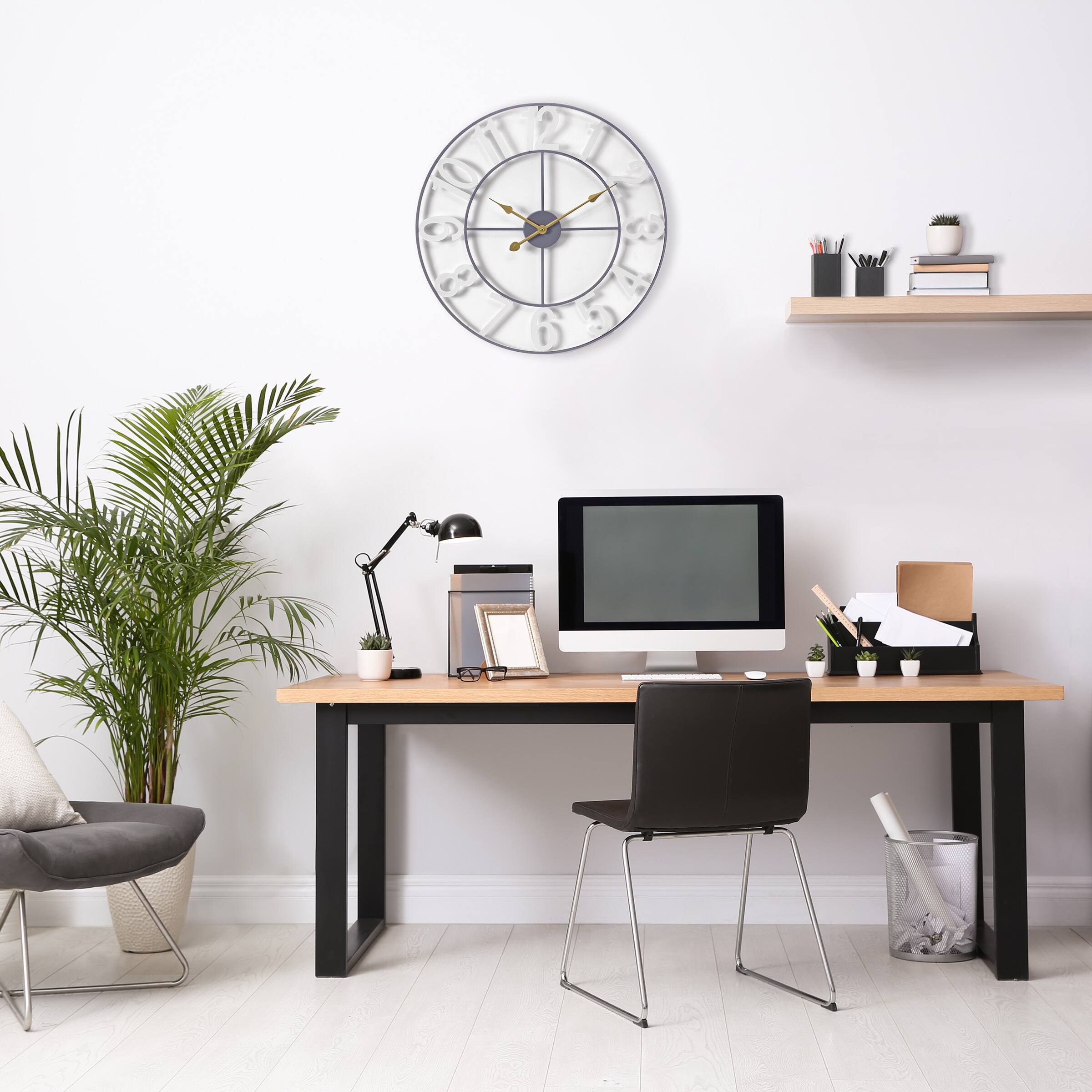 Alt View 4. Sorbus - Sorbus Large Wall Clock , Numeral Wall Clock, 16 inch Wall Clock Decorative, Battery Operated Analog Large Clock - White.