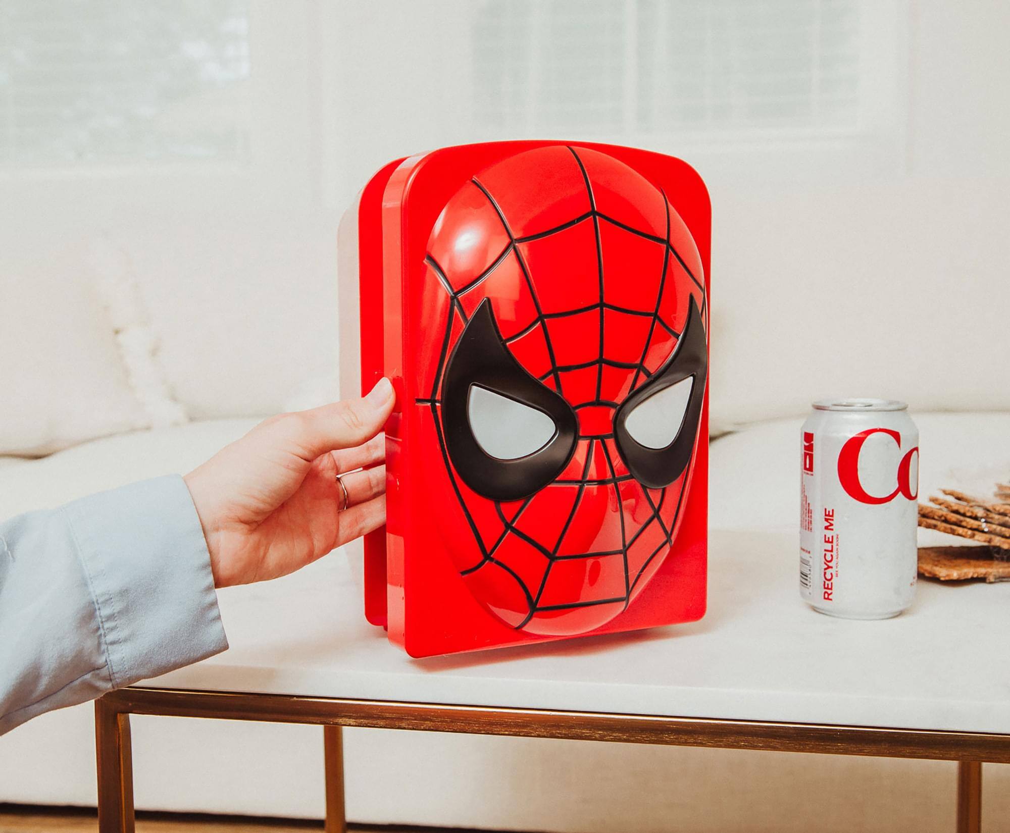 Alt View 3. Marvel - Marvel Spider-Man 4-Liter Mini Fridge Thermoelectric Cooler | Holds 6 Cans - Red.
