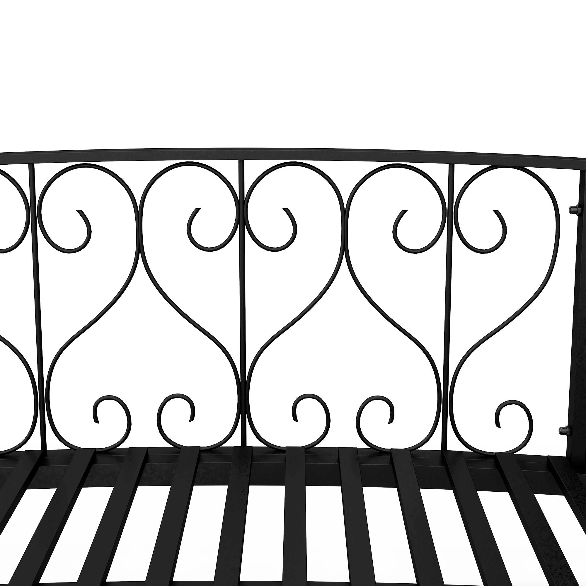 Alt View 7. Outsunny - Metal Arch Garden Bridge Arc Footbridge with Side Railings Decorative Scrollwork - Black.