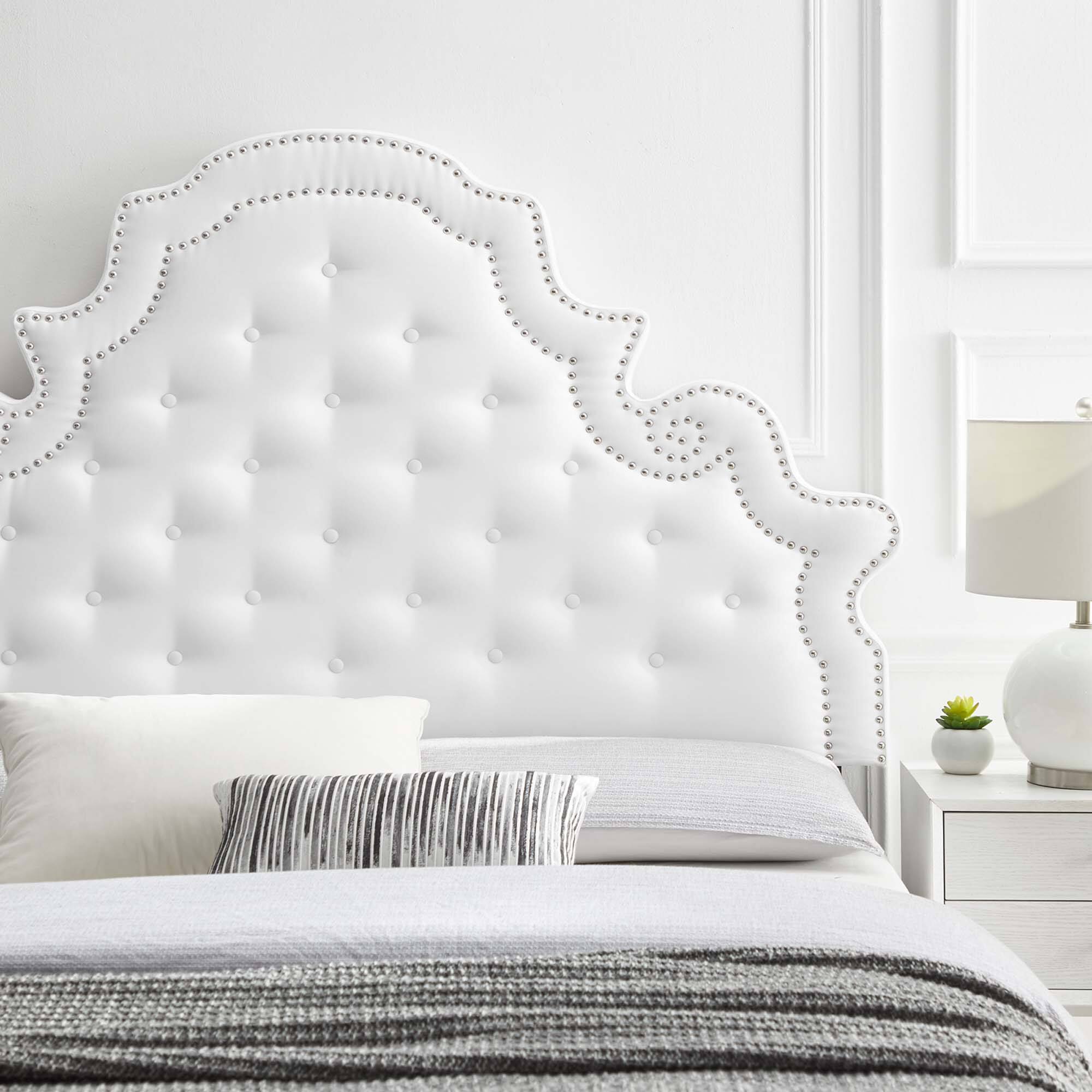 Alt View 4. Modway - Diana Tufted Performance Velvet Twin Headboard by Modway - White.