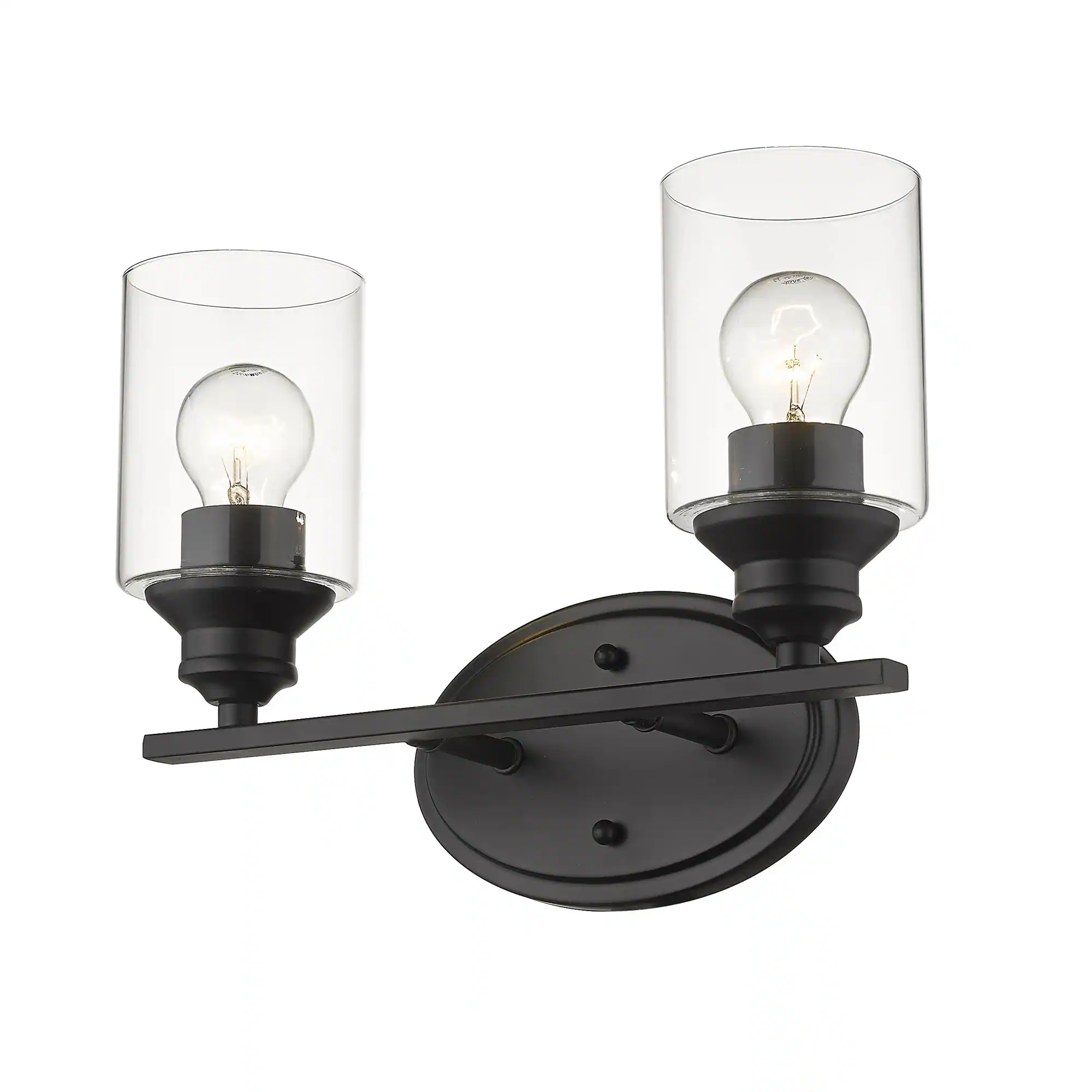 Left. Hivvago - Hivvago Two Light Matte Black Wall Light with Clear Glass Shade - Black.