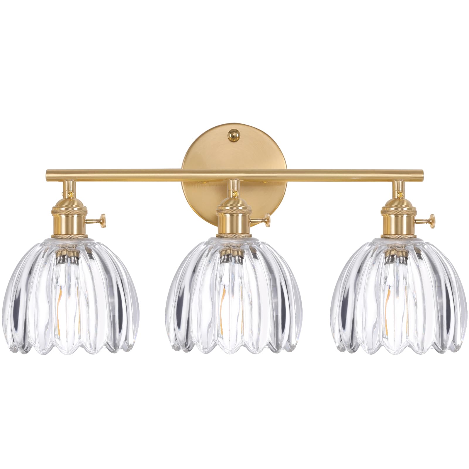 3 Heads-Golden Base-Tulip Clear-Battery Operated
