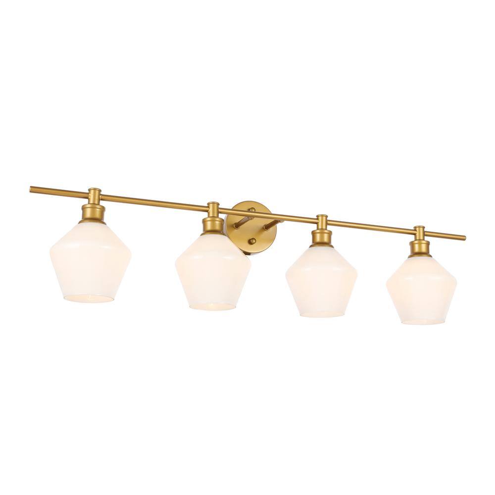 Left. Living District - Gene 4 light Brass and Frosted white glass Wall sconce - Brass And Frosted White Glass.