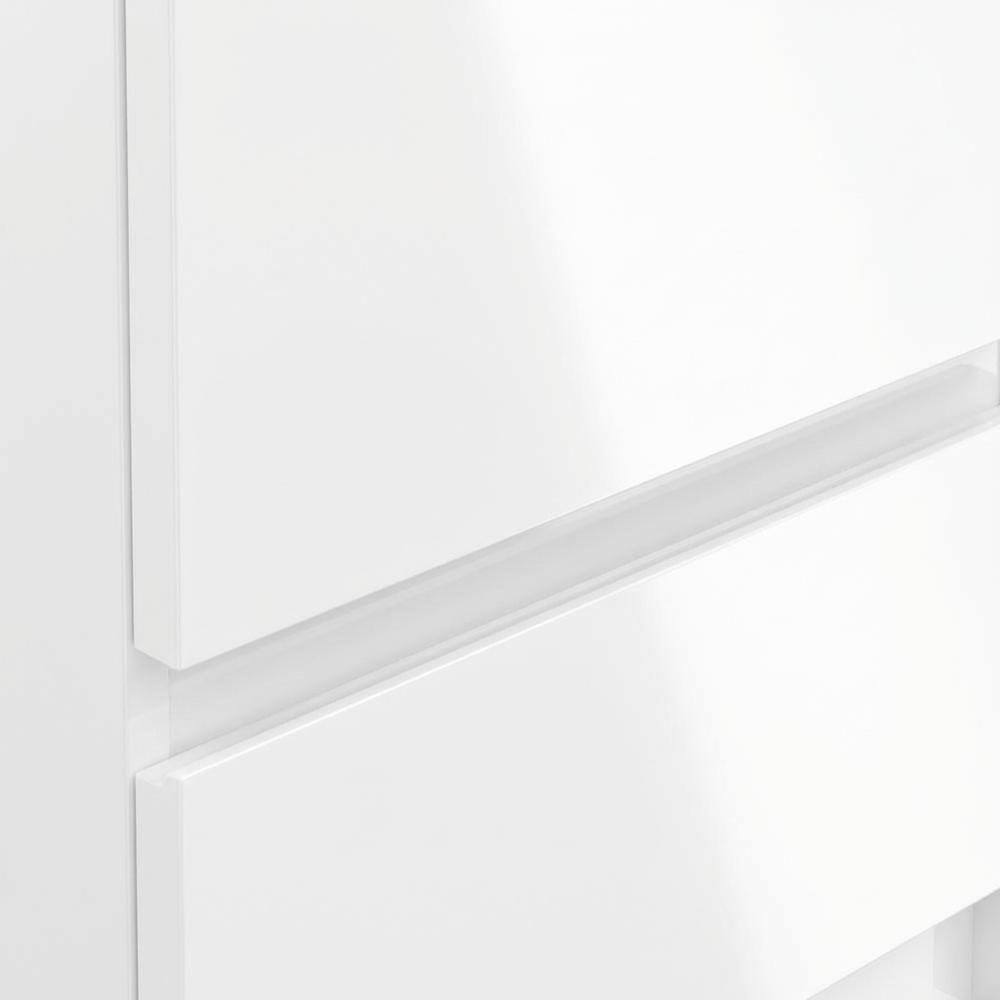 Alt View 1. FurniFact - White High Gloss Nightstand with 2 Drawers and Timeless Design - White High Gloss.