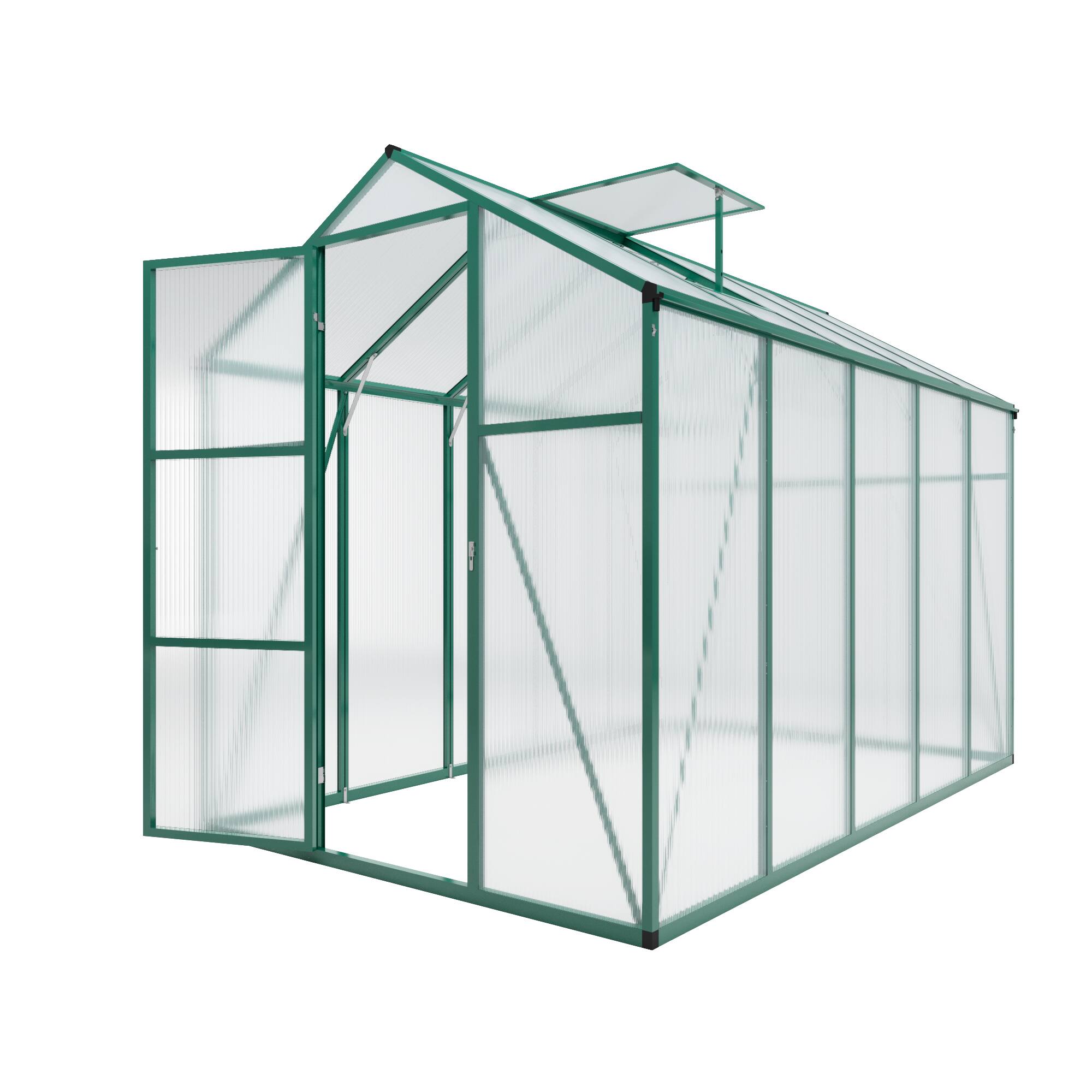 Alt View 4. Mondawe - 6x10 FT Polycarbonate Greenhouse with Raised Base and Anchor Aluminum, Gain Height Windproof Aluminum - Green.