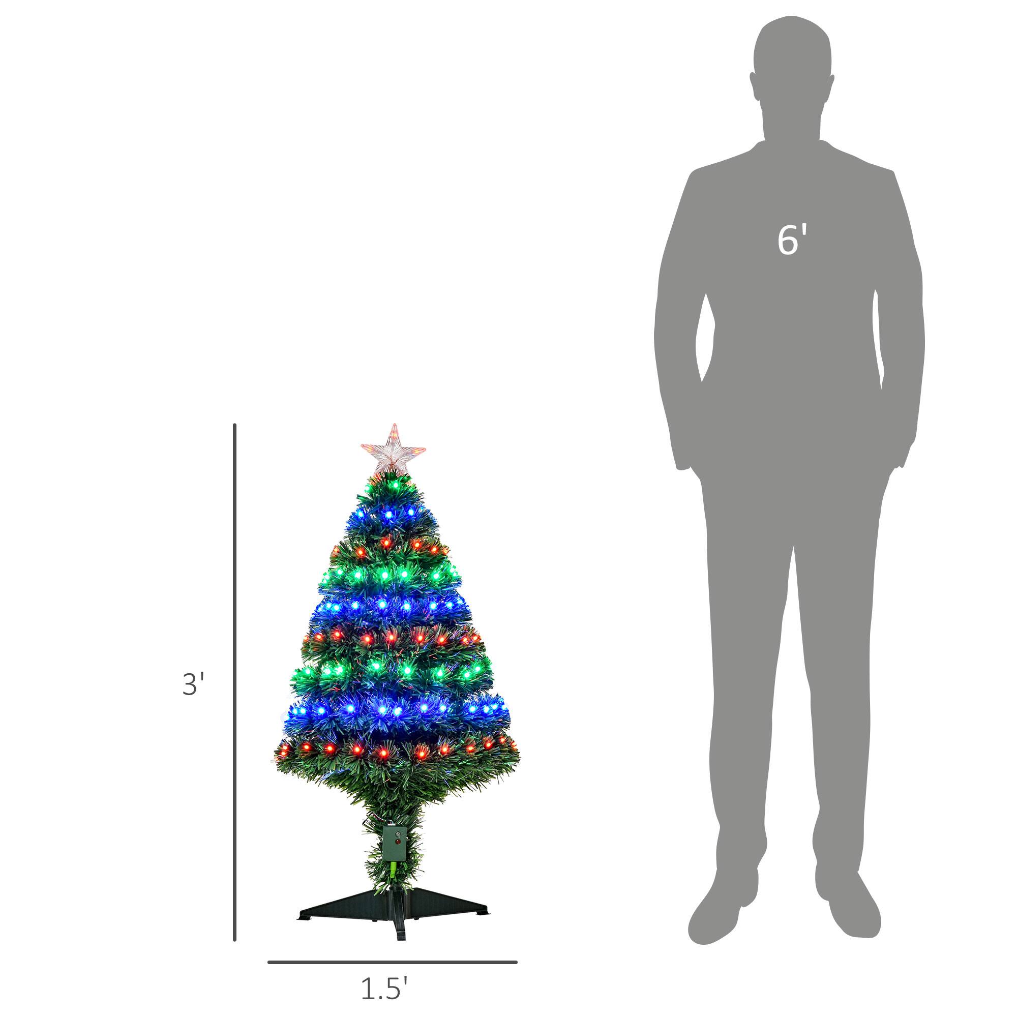 Alt View 2. Homcom - Prelit Artificial Christmas Tree with 90 LED Lights Multicolored Fiber Optics and 90 Branch Tips - Green.