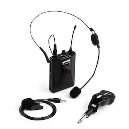 Gemini - UHF Wireless Microphone System – Dual Lavalier & Headset Mics, USB - Black