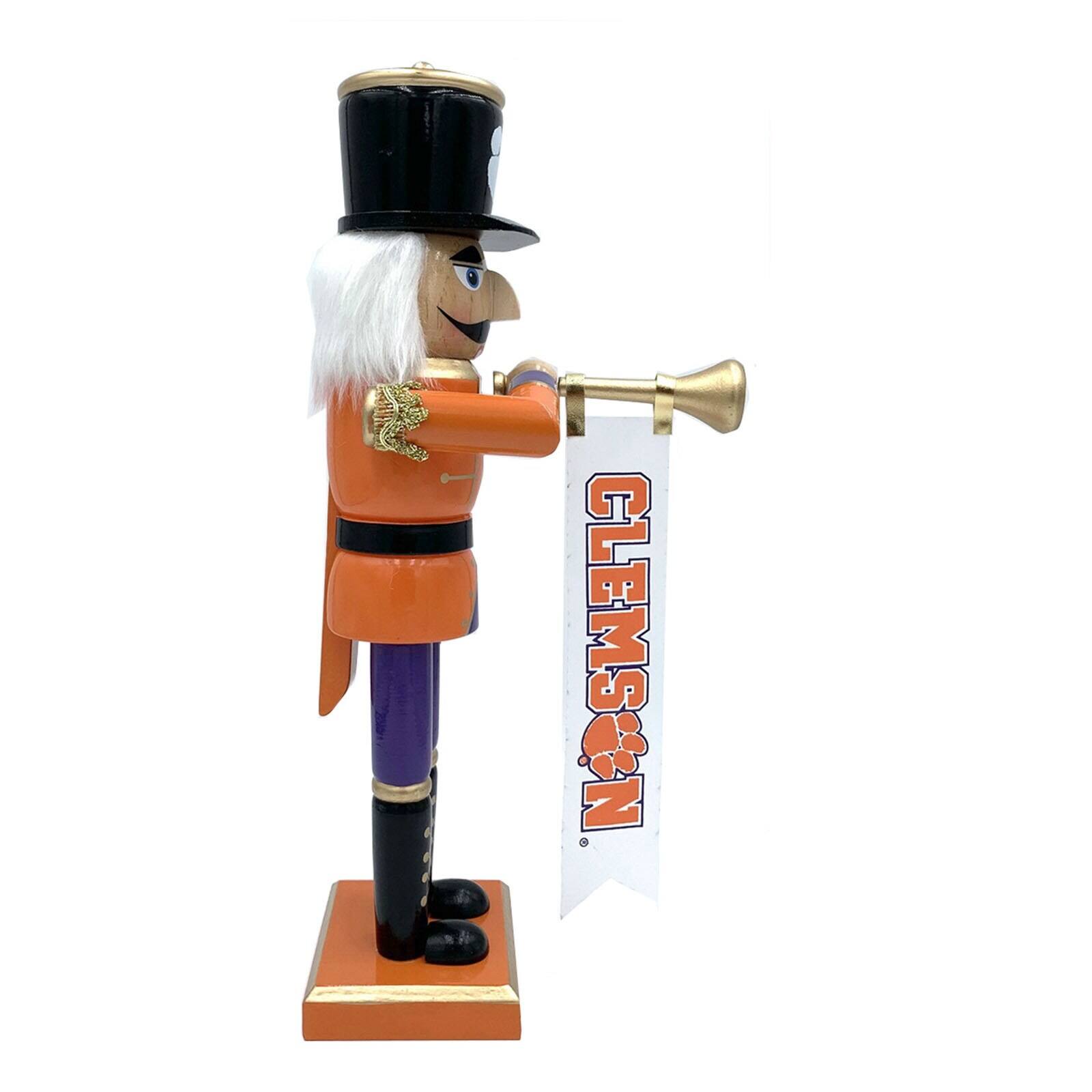 Alt View 1. Santa's Workshop - Clemson Tigers 14" Bugler Nutcracker - Orange.