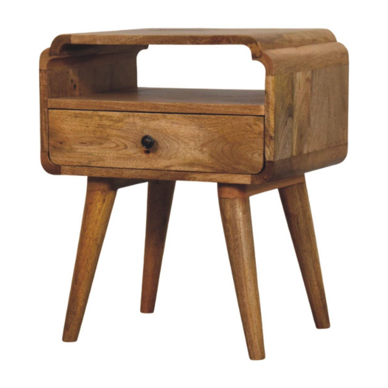 Left. Artisan Furniture - Artisan Furniture Solid Wood Newton Oak-ish Nightstand, 1 Drawer, Open-Slot, Brown - Oak.