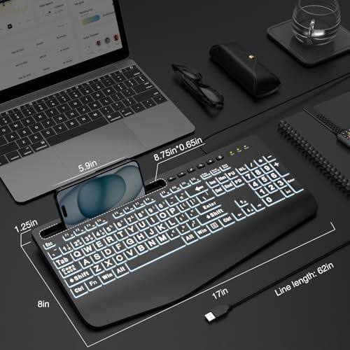 Sure, here is the corrected and grouped text from the image:

- **Keyboard Dimensions:**
  - 8.75in x 0.65in
  - 5.9in

- **Key Dimensions:**
  - 1.25in
  - 8in

- **Line Lengths:**
  - 17in
  - 62in

- **Keyboard Layout:**
  - Esc 1 2 3 4 5 6 7 8 9 0 - = Backspace
  - Tab Q W E R T Y U I O P [ ] \
  - Caps Lock A S D F G H J K L ; ' Enter
  - Shift Z X C V B N M , . / Shift
  - Ctrl Fn Alt Spacebar Alt Win

- **Additional Information:**
  - 8in
  - 17in

- **Other Text:**
  - "Ins End 4 3 PS - Del 1 2 in 1"
  - "Hm PD 5 -"
  - "NL 8 PU 7 6"
  - "I 9 +"
  - "Enter