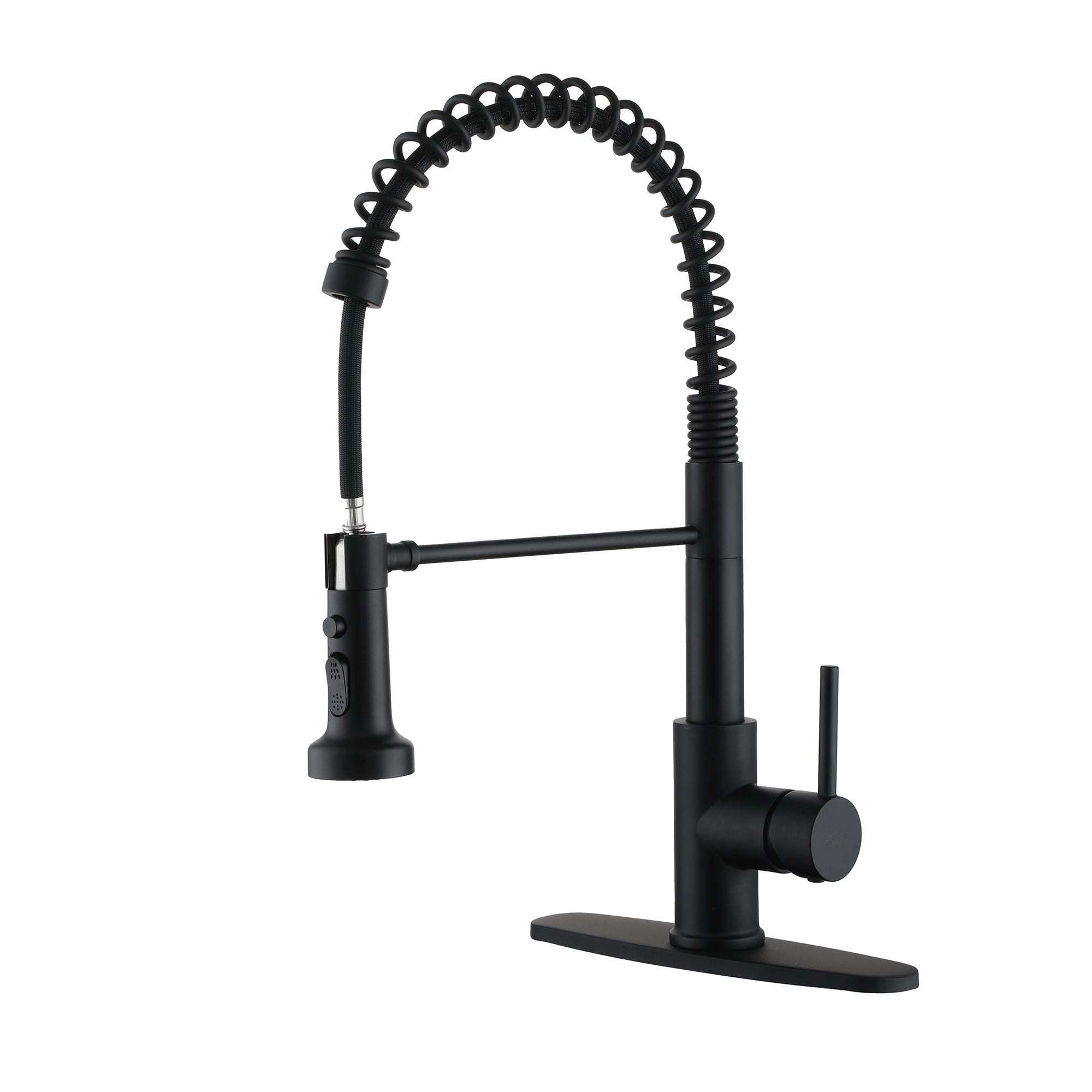 Alt View 8. Boyel Living - 3-Spray Patterns Single Handle Pull Down Sprayer Kitchen Faucet with Deckplate and Water Supply Hoses in Matte Black - Matte Black.