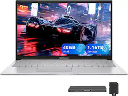 ASUS - Vivobook 15.6" FHD Laptop,Intel Core 5-120U,40GB RAM,1TB SSD+160GB Dock Station,Intel Graphics,Win 11 Home - Silver