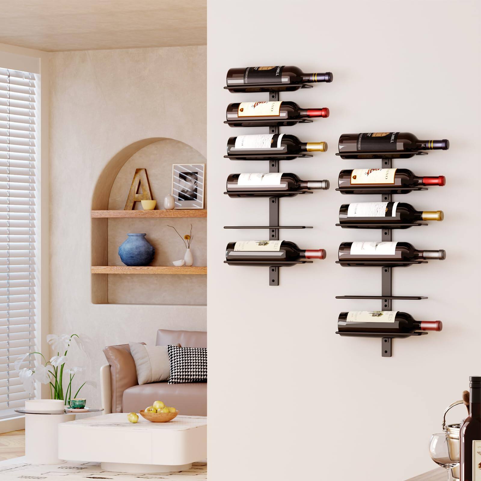 Alt View 1. Dazzling Pops - B4Life Wine Rack and Holder Wall Mounted 12 Bottles, Metal Hanging Mount Racks for Wall, Liquor, Champagne ... - Black 18 Bottle.