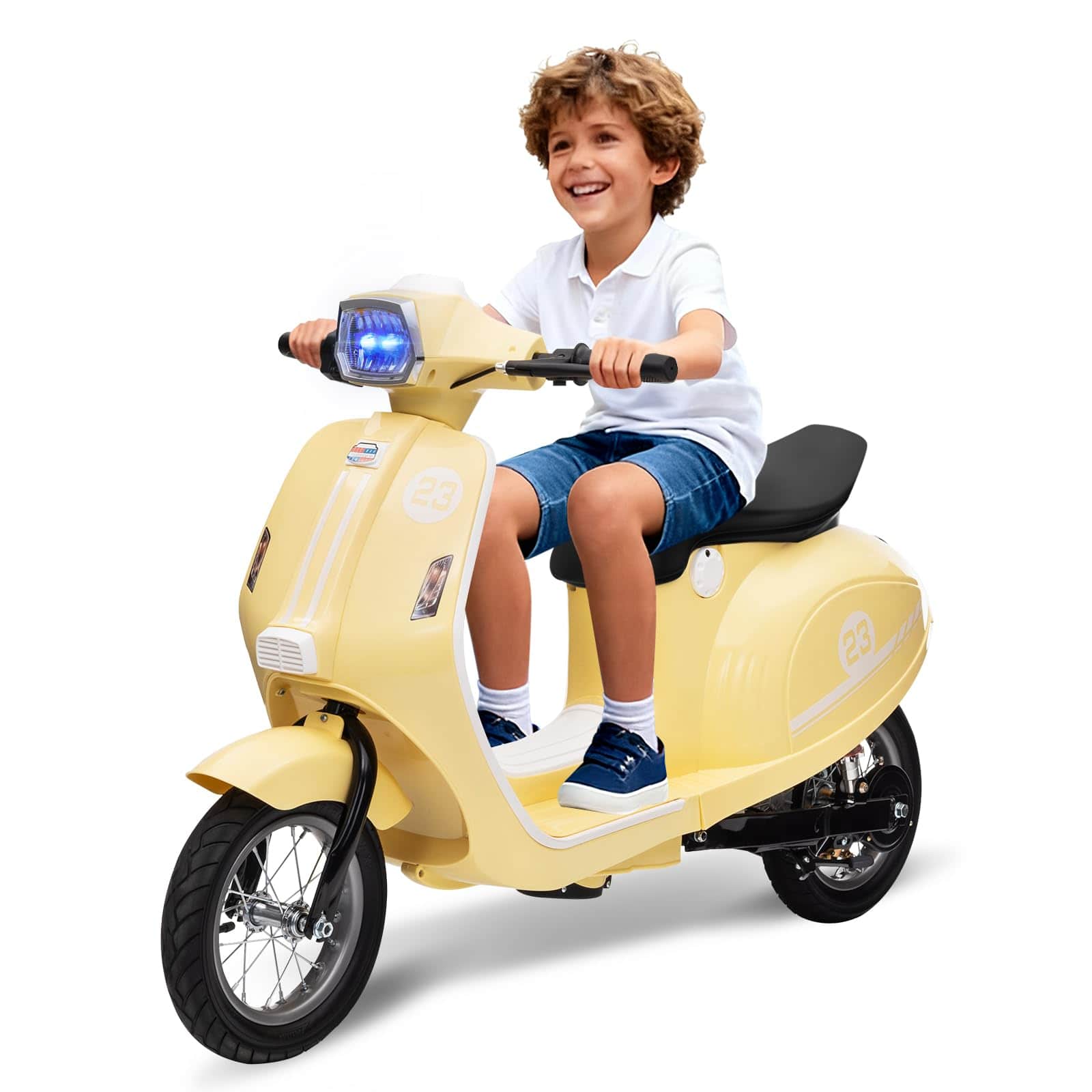Jojoka - Electric Moped Scooter for Kids, 24V 350W Kids Ride on Motorcycle, Max Up to 14MPH, with Rear Brake, Twist Grip Throttle
