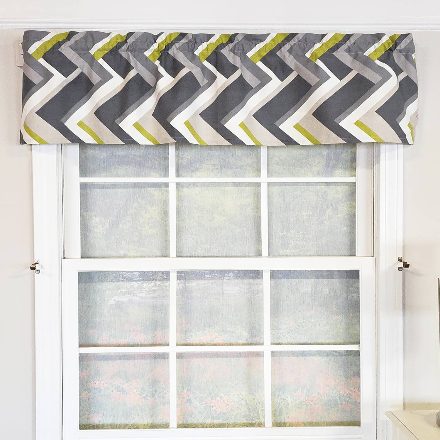 Angle. RLF Home - RLF Home 100% Cotton High Quality Legit Tailored Window Valance with 1.5" Rod Pocket 50" W X 12" L Gray - Gray.