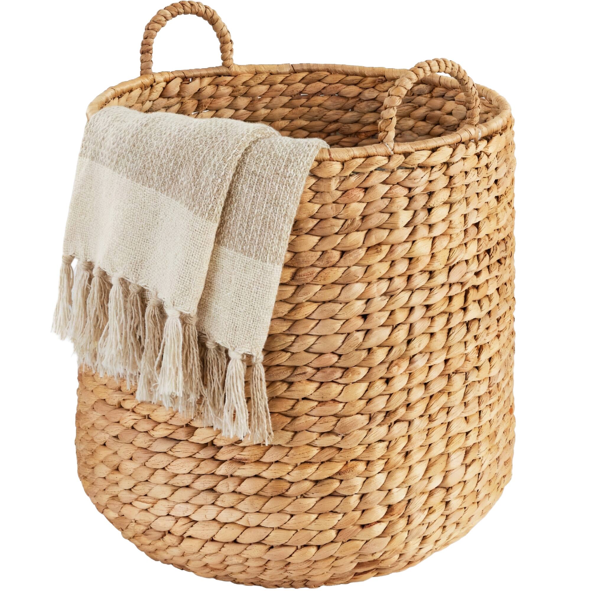 Front. Best Choice Products - Best Choice Products Round Storage Basket w/ Handles, Handwoven Water Hyacinth, Storage Organizer Tote - Natural - Natural.