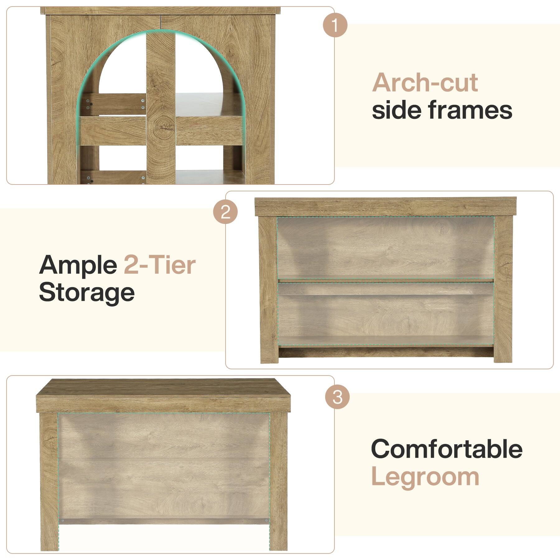 1. Arch-cut side frames
2. Ample 2-Tier Storage
3. Comfortable Legroom