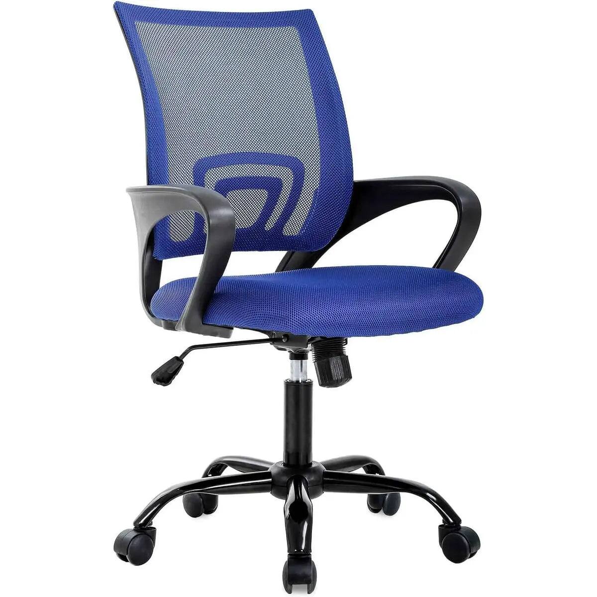 Front. blue - Ergonomic Mesh Office Chair - Lumbar Support & Adjustable Height - Blue; orange; green; burgundy.